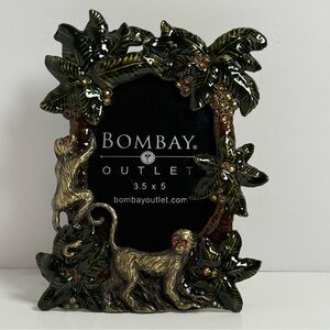 Bombay Photo Picture Frame Crystal Jeweled Monkey Palm Palm Tree Tropical 3.5X5